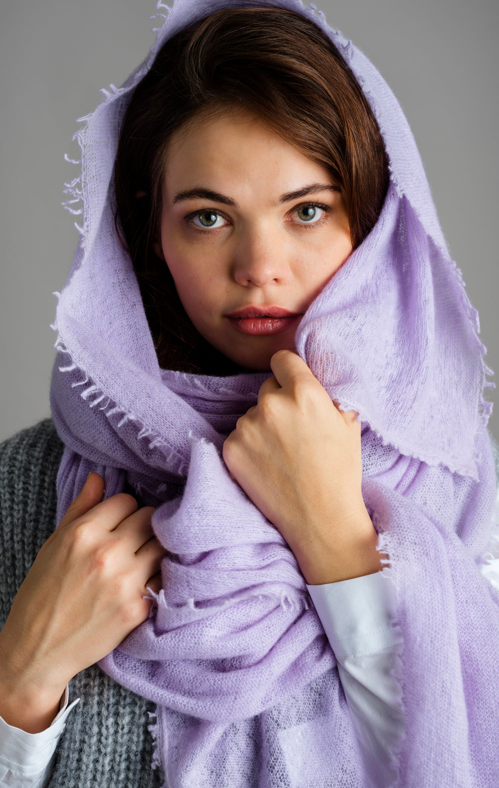 Cashmere Scarf Lilac Marble